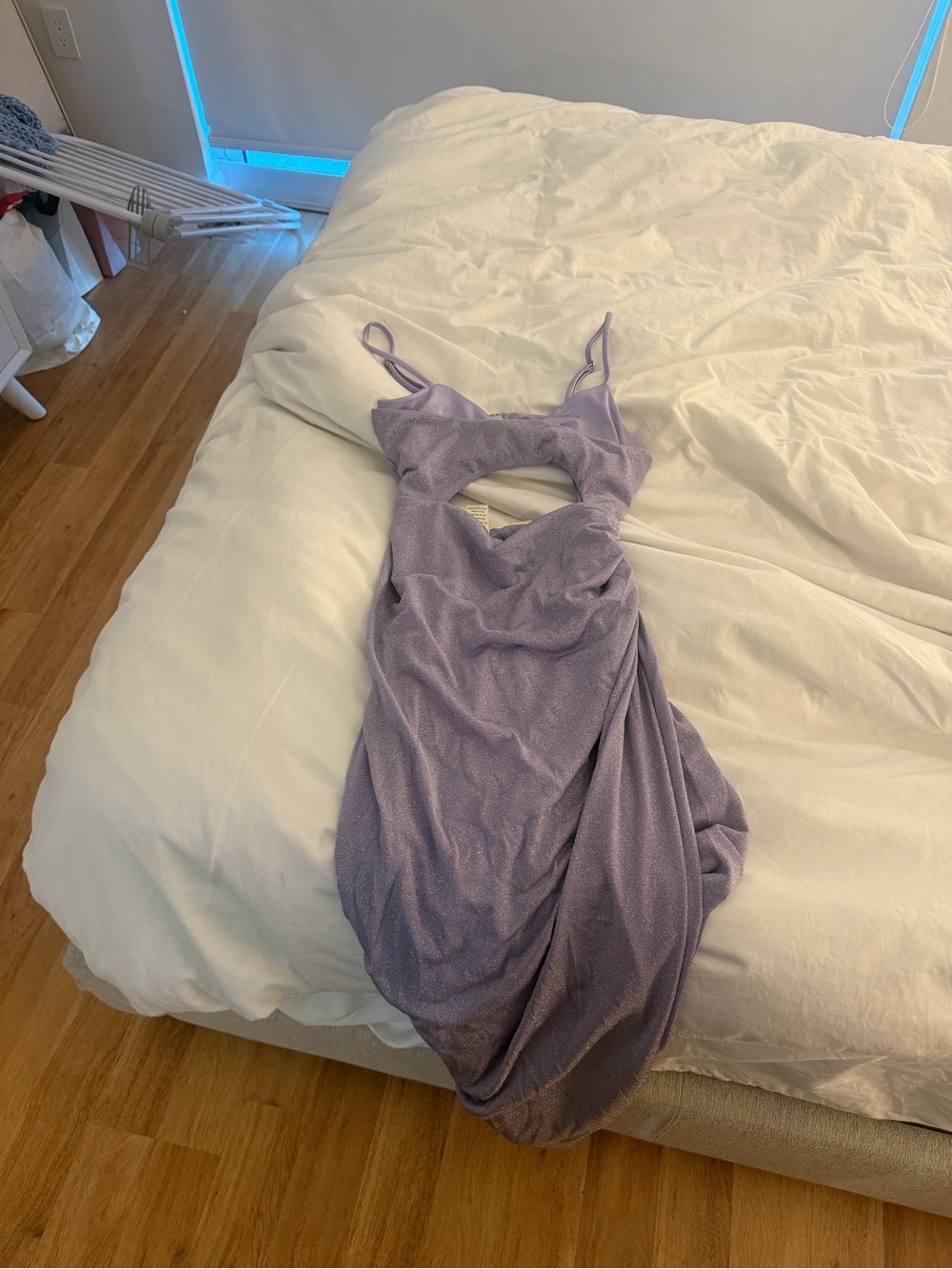Baobab Collection Lilac Satin Cutout Draped Midi Dress